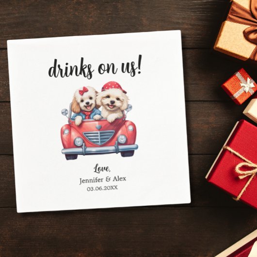 Schattigee Cockapoo Doodle Dog Bruiloft Cocktail C Servet