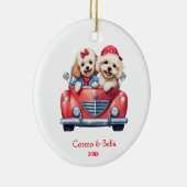 Schattigee Cockapoo Doodle Puppy Dog in een Auto Keramisch Ornament (Rechts)