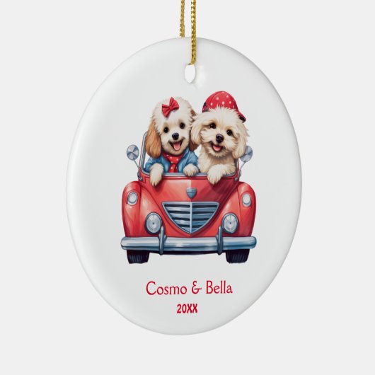 Schattigee Cockapoo Doodle Puppy Dog in een Auto Keramisch Ornament (Rechts)