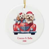 Schattigee Cockapoo Doodle Puppy Dog in een Auto Keramisch Ornament (Voorkant)