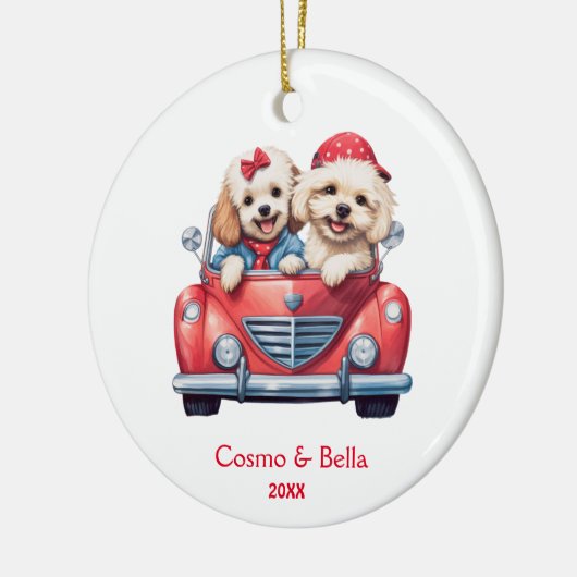 Schattigee Cockapoo Doodle Puppy Dog in een Auto Keramisch Ornament (Links)