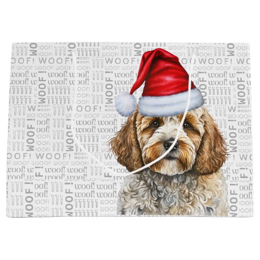 Schattigee Cockapoo in een kerstman Groot Cadeauzakje (Voorkant)