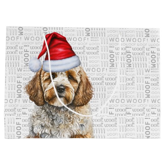 Schattigee Cockapoo in een kerstman Groot Cadeauzakje (Achterkant)
