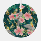 Schattigee Cockatiel Parrot Pattern Glas Ornament (Achterkant)