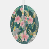 Schattigee Cockatiel Parrot Pattern Glas Ornament (Voorkant links)