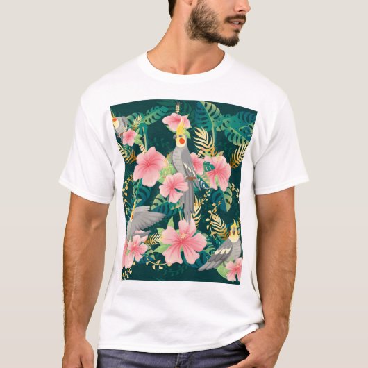 Schattigee Cockatiel Parrot  Pattern T-shirt (Voorkant)