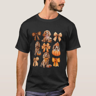 Schattigee Cocker Spaniel Dog Coquette Bows Pompoe T-shirt