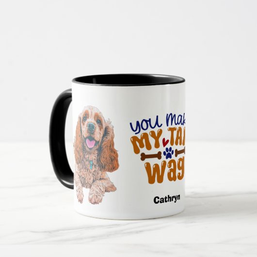 Schattigee Cocker Spaniel Je maakt mijn staart wag Mok (Voorkant links)