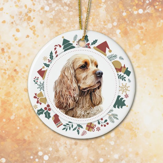 Schattigee Cocker Spaniel Kerst Afbeeldingen krans Keramisch Ornament