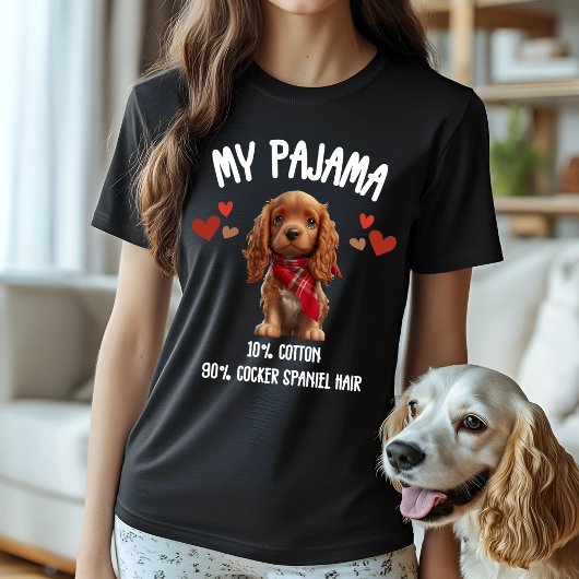 Schattigee Cocker Spaniel Pajama Design voor Honde T-shirt