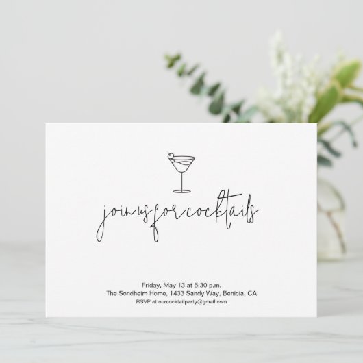 Schattigee cocktail party uitnodiging (Staand voorkant)