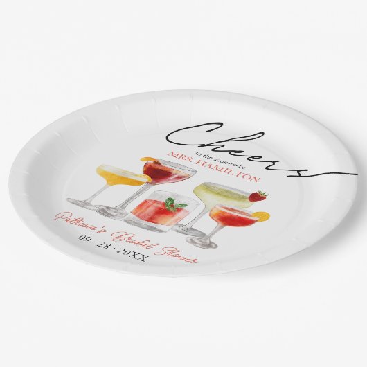 Schattigee Cocktail Vrijgezellenfeest Party Papieren Bordje (Gekanteld)