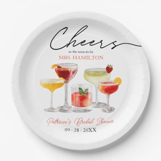 Schattigee Cocktail Vrijgezellenfeest Party Papieren Bordje (Voorkant)