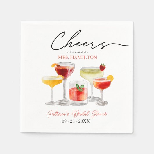 Schattigee Cocktail Vrijgezellenfeest Party Servet (Voorkant)
