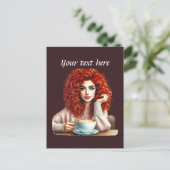Schattigee Coffee Lady Tekst toevoegen Briefkaart (Staand voorkant)