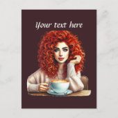 Schattigee Coffee Lady Tekst toevoegen Briefkaart (Voorkant)