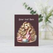 Schattigee Coffee Lady Tekst toevoegen Briefkaart (Staand voorkant)