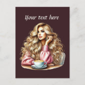 Schattigee Coffee Lady Tekst toevoegen Briefkaart (Voorkant)