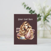 Schattigee Coffee Lady Tekst toevoegen Briefkaart (Staand voorkant)