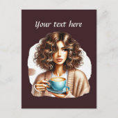 Schattigee Coffee Lady Tekst toevoegen Briefkaart (Voorkant)