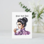 Schattigee Coffee Lady Tekst toevoegen Briefkaart (Staand voorkant)