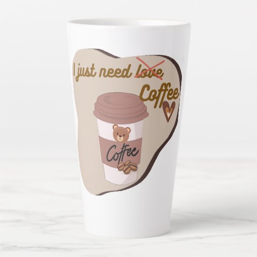 Schattigee Coffee Lover Beer Cup – Grappig Quote O Latte Mok (Voorkant)