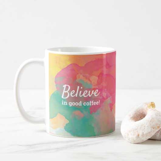 Schattigee Coffee Lover Quote Waterverf Modern Fun Koffiemok (Met donut)