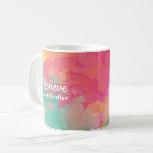 Schattigee Coffee Lover Quote Waterverf Modern Fun Koffiemok (Voorkant links)