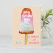 Schattigee cola ijsblok Zomer meisje Party Kaart (Staand voorkant)