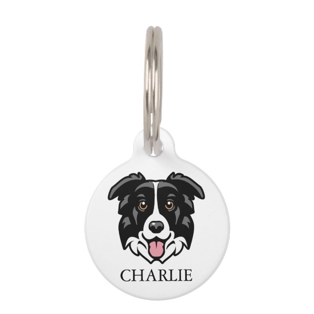 Schattigee Collie Dog gepersonaliseerd Huisdierpenning (Voorkant)