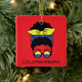 SCHATTIGEE Colombiaanse meisjesvlag Keramisch Ornament