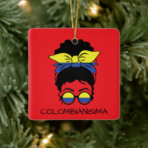 SCHATTIGEE Colombiaanse meisjesvlag Keramisch Ornament