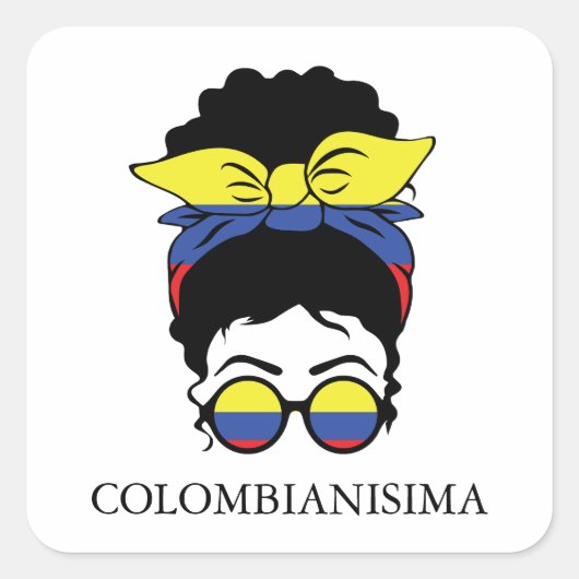 SCHATTIGEE Colombiaanse meisjesvlag Vierkante Sticker (Voorkant)