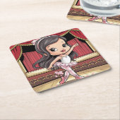 Schattigee Comic Ballet Girl Onderzetter Set (Schuin)