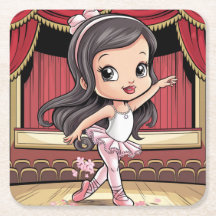 Schattigee Comic Ballet Girl Onderzetter Set
