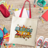 Schattigee Comic Book Style Reading is mijn Superp Tote Bag