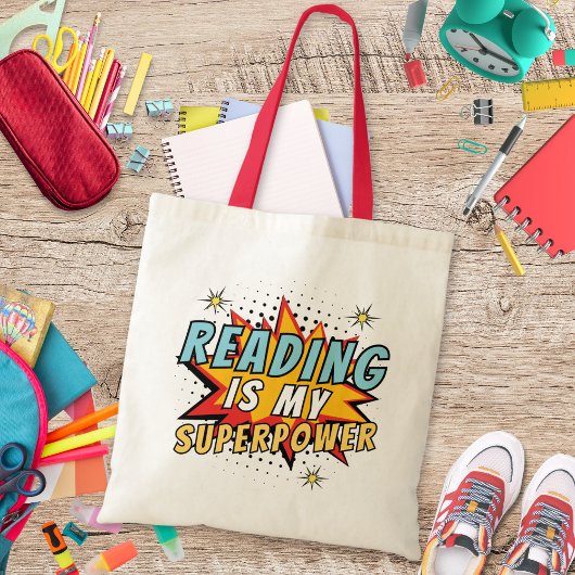 Schattigee Comic Book Style Reading is mijn Superp Tote Bag