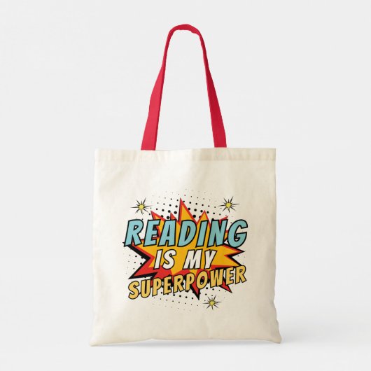 Schattigee Comic Book Style Reading is mijn Superp Tote Bag (Achterkant)
