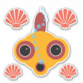 Schattigee Comic Googly Eyed Goldfish Bubbles en S Sticker (Voorkant)