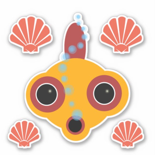 Schattigee Comic Googly Eyed Goldfish Bubbles en S Sticker (Voorkant)