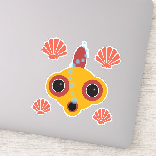 Schattigee Comic Googly Eyed Goldfish Bubbles en S Sticker (Detail)
