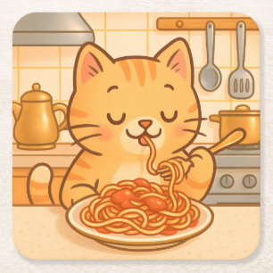 Schattigee Comic Kat Spaghetti Onderzetter Set