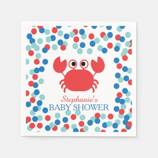 Schattigee Confetti Nautische Krab Baby shower ser Servetten (Voorkant)