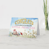 Schattigee Congrats Baby Meisje Aankomst Prinses K Kaart (Voorkant)