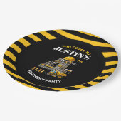 Schattigee constructie 4e verjaardagsfeest Papiere Papieren Bordje (Gekanteld)