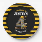 Schattigee constructie 4e verjaardagsfeest Papiere Papieren Bordje (Voorkant)