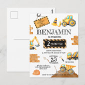 Schattigee constructie verjaardagsfeestje voor jon briefkaart (Voorkant / Achterkant)