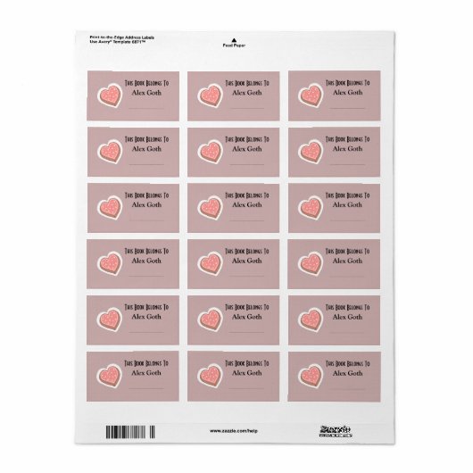 Schattigee Cookie Book Labels - Custom Name Labels (Full Sheet)