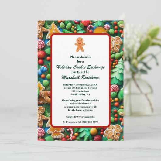 Schattigee Cookie Exchange Kerst Party Budget Kaart (Staand voorkant)