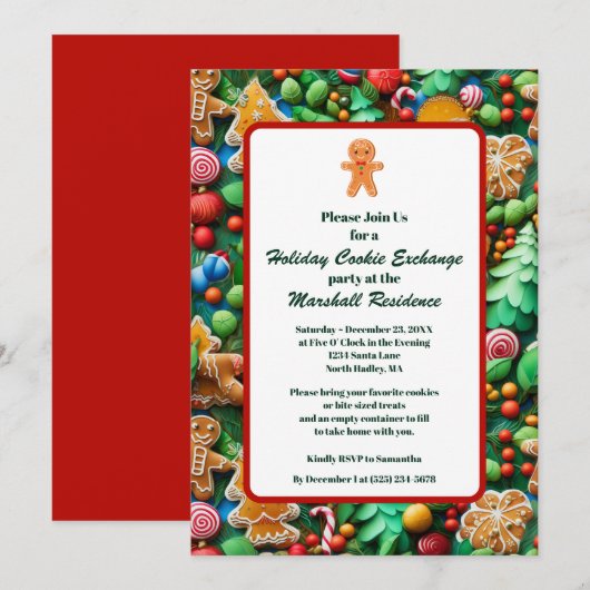 Schattigee Cookie Exchange Kerst Party Budget Kaart (Voorkant / Achterkant)